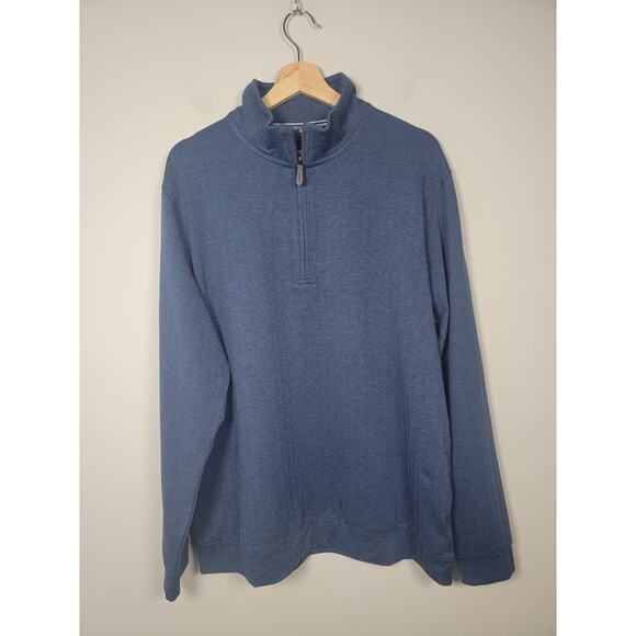 Vineyard Vines Mens L 1/4 Zip Pullover Sweatshirt Herringbone Texture Navy - Picture 1 of 10